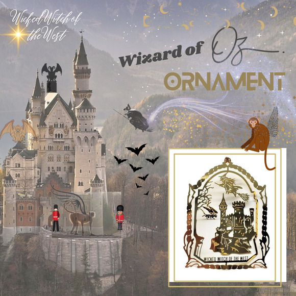 Wizard of Oz Wicked Witch of the West Ornament Brass Flying Monkeys Evil Castle - Picture 2 of 6